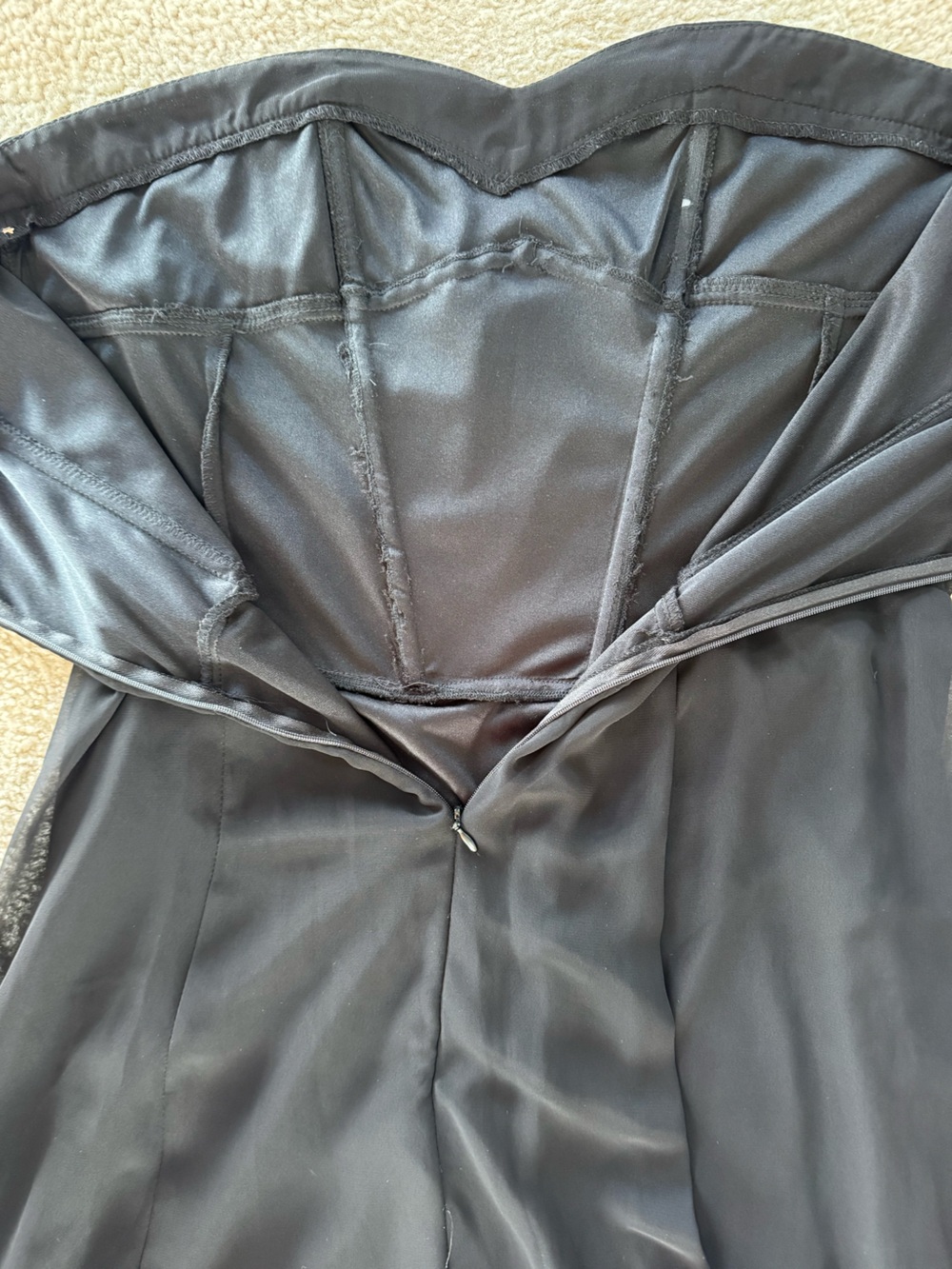 Size large L le chateau Black Strapless Satin Cocktail Dress corset style satin - Picture 14 of 15